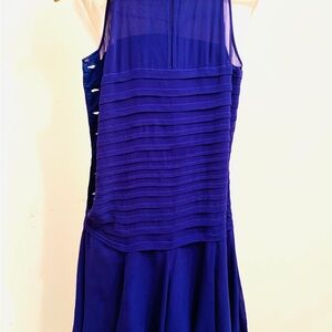 Niteline Royal Blue Backless Layered Bodice Dress